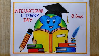 International Literacy Day Poster drawing easy Biswa Saksharta Diwas poster drawing Easy drawing [upl. by Timon]