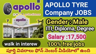 ApolloTyre Company Nandu Udyogaavakaasalu  Male Jobs Iti Diploma Degree Jobs  2024 Daily New Jobs [upl. by Broucek374]