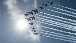 Blue Angels and The Thunderbirds flying together in a Delta Flyby at Pensacola Beach 2024 [upl. by Darleen411]