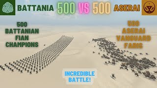 500 Battanian Fian Champions vs 500 Aserai Vanguard Faris INCREDIBLE BATTLE bannerlord [upl. by Asirral286]