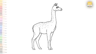 Guanaco drawing easy  Animal outline sketches  How to draw A Guanaco step by step  artjanag [upl. by Brandyn216]