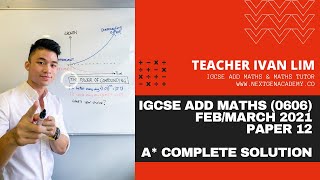 IGCSE ADD MATHS 0606  FEB MARCH 2021 Paper 12  COMPLETE SOLUTION  060612FM21 [upl. by Huxham723]