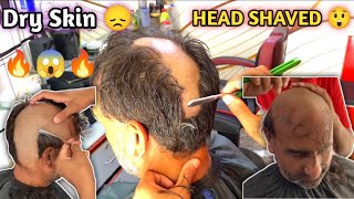 Dry Skin Head Shaved 🔥👴👴👴 straight head shaving Vlog [upl. by Pudendas]