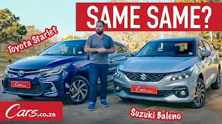 Toyota Starlet vs Suzuki Baleno  Which one should you buy 2022 specs and pricing [upl. by Refanej]