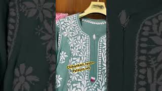 Lucknowi Chikankari Premium Rayon Plazo Set chikankari lucknowi shortsfeed [upl. by Enyawud12]