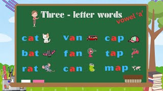 Rhyming 3letter Words With Short Vowel a  CVC Words  Phonics Lesson [upl. by Emanuel]