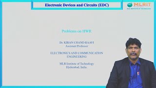 LEC10Electronic Devices and Circuits Problems on HWR By Dr Kiran Chand Raavi [upl. by Saylor]