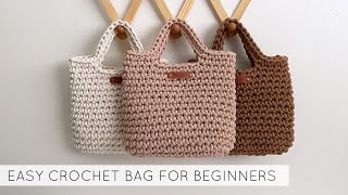 EASY CROCHET BAG FOR BEGINNERS  SIMPLE CROCHET PURSE [upl. by Milas31]