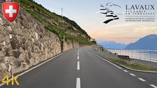 Scenic Drive Through Lavaux 🇨🇭  Switzerlands Breathtaking Terraced Vineyards  4K Scenic Drive [upl. by Pudendas]