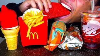 taco bell ice cream cone dipped chocolate crispy french fries cheese burrito big bites asmr mukban [upl. by Pare]