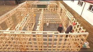 Incredible Fastest Wooden House Construction Method  Amazing Intelligent Log House Building Process [upl. by Annmaria]