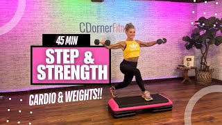 45 Min Step amp Strength At Home Workout  Step Aerobics and Weights [upl. by Macy295]