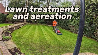 Spring Lawn Care treatments and areation at CJ Garden Services [upl. by Llertac609]