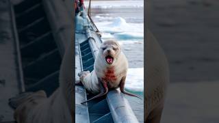 Male seal asked the sailor to help rescue the female seal and her cups who were injured in the net [upl. by Theta150]