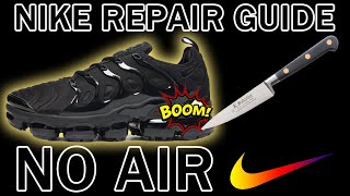 FLAT NIKE AIR BUBBLE REPAIR FIX 100 WORKS FULL GUIDE ENGLISH POPPED BURST BROKEN FLAT HOLE [upl. by Lidia482]