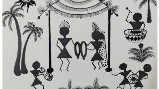 how to draw Warli paintingmarriage celebrationWarli Art [upl. by Faubert]