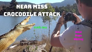 Near Miss Crocodile Attack on Walking Safari [upl. by Marko]