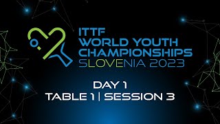 LIVE  T1  Day 1  ITTF World Youth Championships 2023  Session 3 [upl. by Navar]