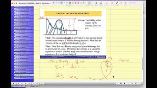 Energy Conservation Principle Spring Energy Gravity Kinetic Ch 14 Example 2 Roller Coaster [upl. by Dylane279]