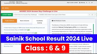 Sainik School Result 2024  Result AISSEE  Class 6 9  Sainik School Merit list 2024 Kab Aayega [upl. by Plate]