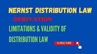 Nernst distribution law Derivation Explanation Limitations and Validity of Distribution Law [upl. by Serrano140]