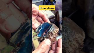 Cutting stone looks like soil but inside is blue gemstone batuakik nature gems crystals [upl. by Muhcan]