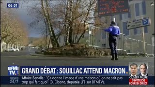 Débat national la commune de Souillac complètement bouclée pour la venue dEmmanuel Macron [upl. by Akiaki]