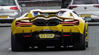 Supercars in Alderley Edge September 2024  Miura S Revuelto SF90 4x4 BURNOUTS [upl. by Eimaj53]