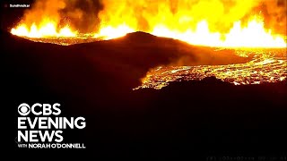 Iceland volcano erupts [upl. by Ennovart]