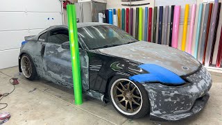 NISSAN 350Z With No Paint Wrap Guide  Hardest Body Kit Parts In Real Time [upl. by Wickman]