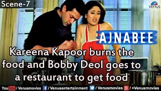 Kareena Kapoor burns the food and Bobby Deol goes to a restaurant to get foodAjnabee [upl. by Saunderson]