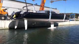 Launching new carbon yacht SHIPMAN 80 Спуск на воду Shipmn80m4v [upl. by Reyotal457]