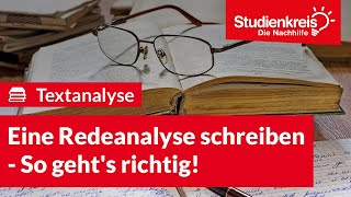 Eine Redeanalyse schreiben  So gehts richtig  Deutsch verstehen mit dem Studienkreis [upl. by Nwad547]