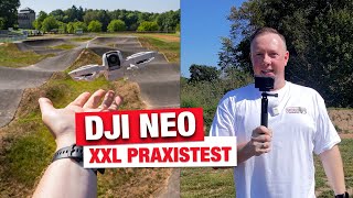 DJI NEO  XXL TEST  Erster Flug mit amp ohne Fernsteuerung  Verfolgen lassen auf dem Bike [upl. by Jelle]