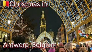 🇧🇪 Belgium Antwerp Christmas Market Walking tour🎄Antwerpen België Kerstmarkt🎄Anvers Belgique [upl. by Catlaina]