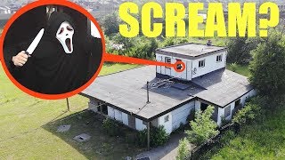 scary you wont believe what my drone caught on camera at the Scream House We saw Ghost Face [upl. by Yenwat]