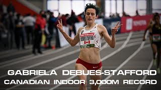 Gabriela DeBuesStafford Kicks To Canadian Record Wins New Balance Indoor Grand Prix Womens 3000m [upl. by Pennebaker]