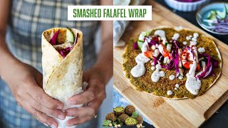 Make this Easy Healthy amp Delicious Smashed Falafel Wrap Recipe  Falafel in a skillet  Easy Meal [upl. by Lilla]