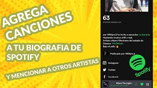 COMO AGREGAR CANCIONES Y PERFILES DE SPOTIFY A TU BIOGRAFIA DE SPOTIFY [upl. by Hein182]