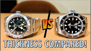 Tudor Black Bay Pro vs Rolex Submariner THICKNESS COMPARED [upl. by Narot]