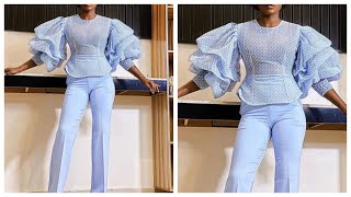 How to cut and sew a trendy top with exaggerated smocking sleeves [upl. by Dud843]