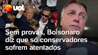 Trump alvo de atentado Bolsonaro diz sem provas que só conservadores sofrem atentados veja vídeo [upl. by Noteek]