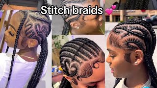 Stitch braids tutorial beginners friendly [upl. by Letreece]