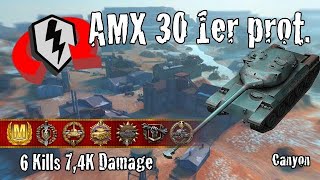 AMX 30 1er prototype  6 Kills 74K Damage  WoT Blitz Replays [upl. by Fidele675]