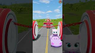 Crazy Cars Conquer Coca  Cola Bollards and the Giant Chain Challenge in BeamNGdrive [upl. by Silera]