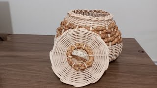 Sepet kapağı yapımı🧚Basket weaving Rattan bamboo Wicker basket🧚 [upl. by Chev]