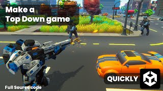 How to make a Quick Top down game in Unity Full Soruce Code  Simple Shooter game  Unity Tutorial [upl. by Adeuga]