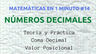 NÚMEROS DECIMALES  MATEMÁTICAS EN 1 MINUTO 14 [upl. by Barbee]