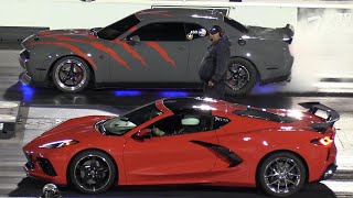 Hellcat vs C8 Corvette  drag racing [upl. by Beichner18]