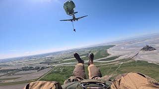 Normandy DDay 80th Anniversary Airborne Jump at Mont Saint Michel From a WW2 era C47 [upl. by Chaffee793]